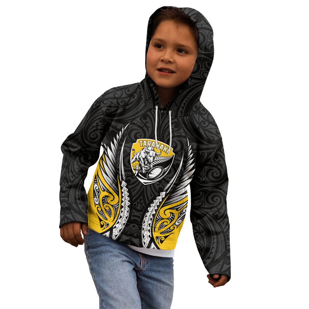 Taranaki 2026 Rugby Custom Kid Hoodie NZ Maori Silver Fern LT14 - Polynesian Pride