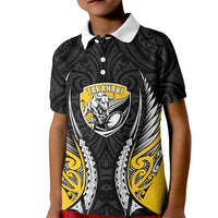 Taranaki 2026 Rugby Custom Kid Polo Shirt NZ Maori Silver Fern LT14 Kid Black - Polynesian Pride