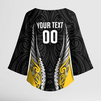 Taranaki 2026 Rugby Custom Kimono Sleeve Blouse NZ Maori Silver Fern LT14 - Polynesian Pride