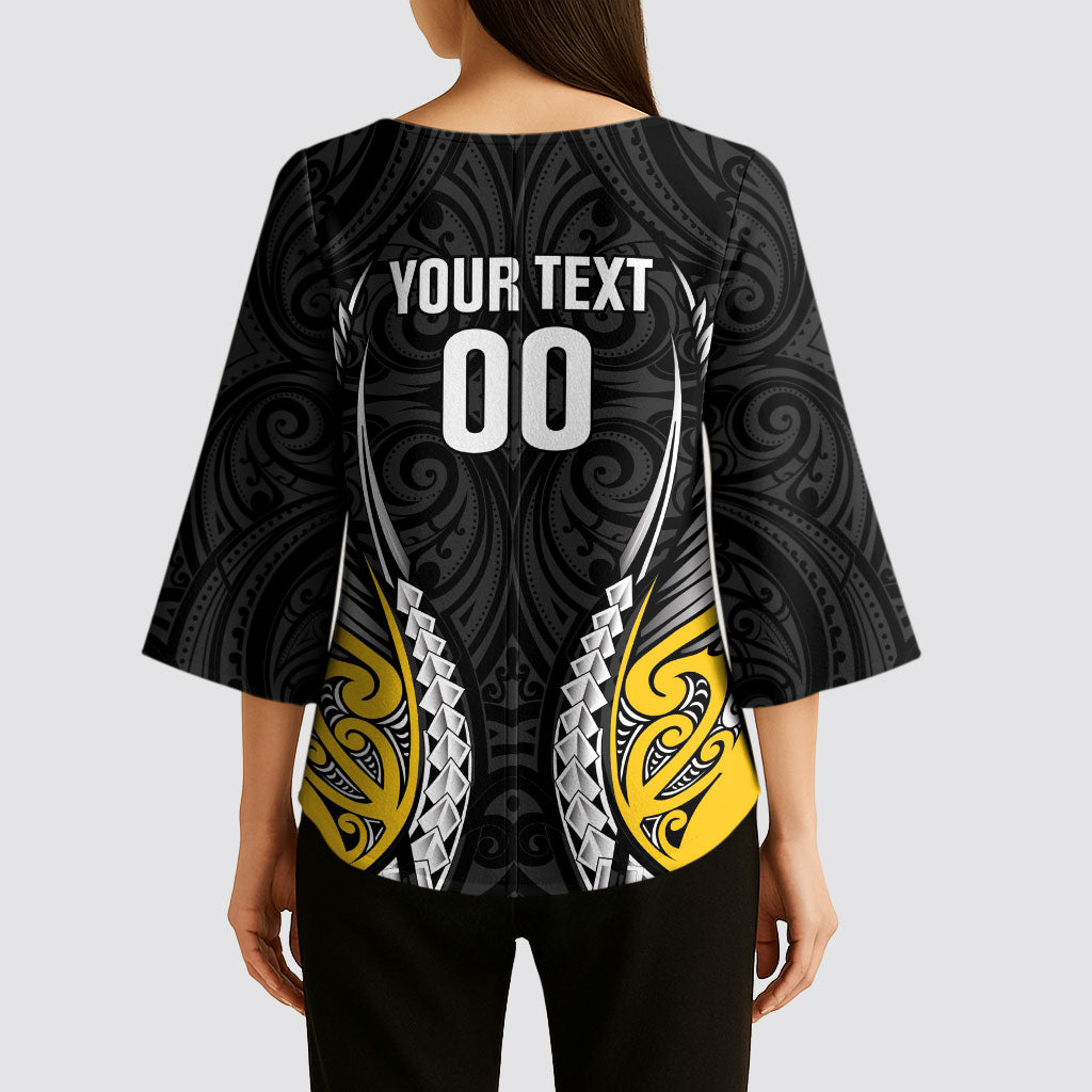 Taranaki 2026 Rugby Custom Kimono Sleeve Blouse NZ Maori Silver Fern LT14 - Polynesian Pride