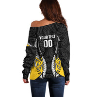 Taranaki 2026 Rugby Custom Off Shoulder Sweater NZ Maori Silver Fern LT14 - Polynesian Pride