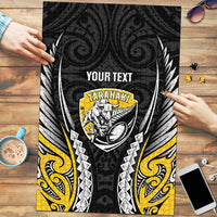 Taranaki 2026 Rugby Custom Puzzle NZ Maori Silver Fern LT14 Black - Polynesian Pride