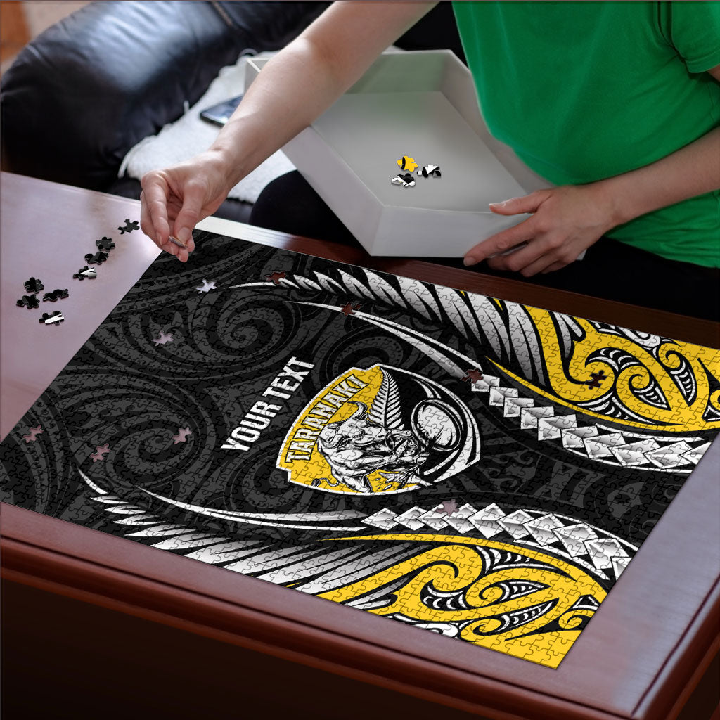 Taranaki 2026 Rugby Custom Puzzle NZ Maori Silver Fern LT14 - Polynesian Pride