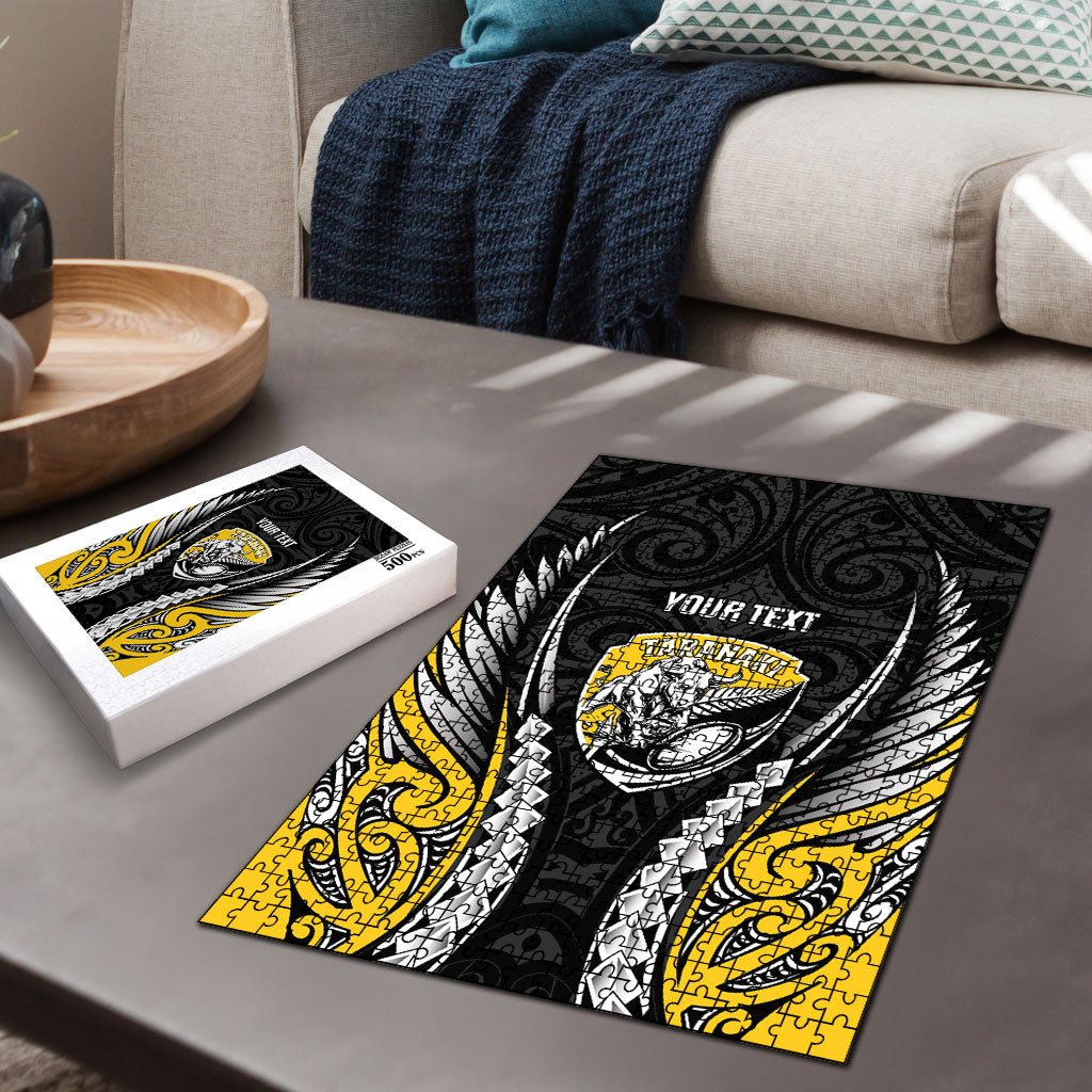 Taranaki 2026 Rugby Custom Puzzle NZ Maori Silver Fern LT14 - Polynesian Pride