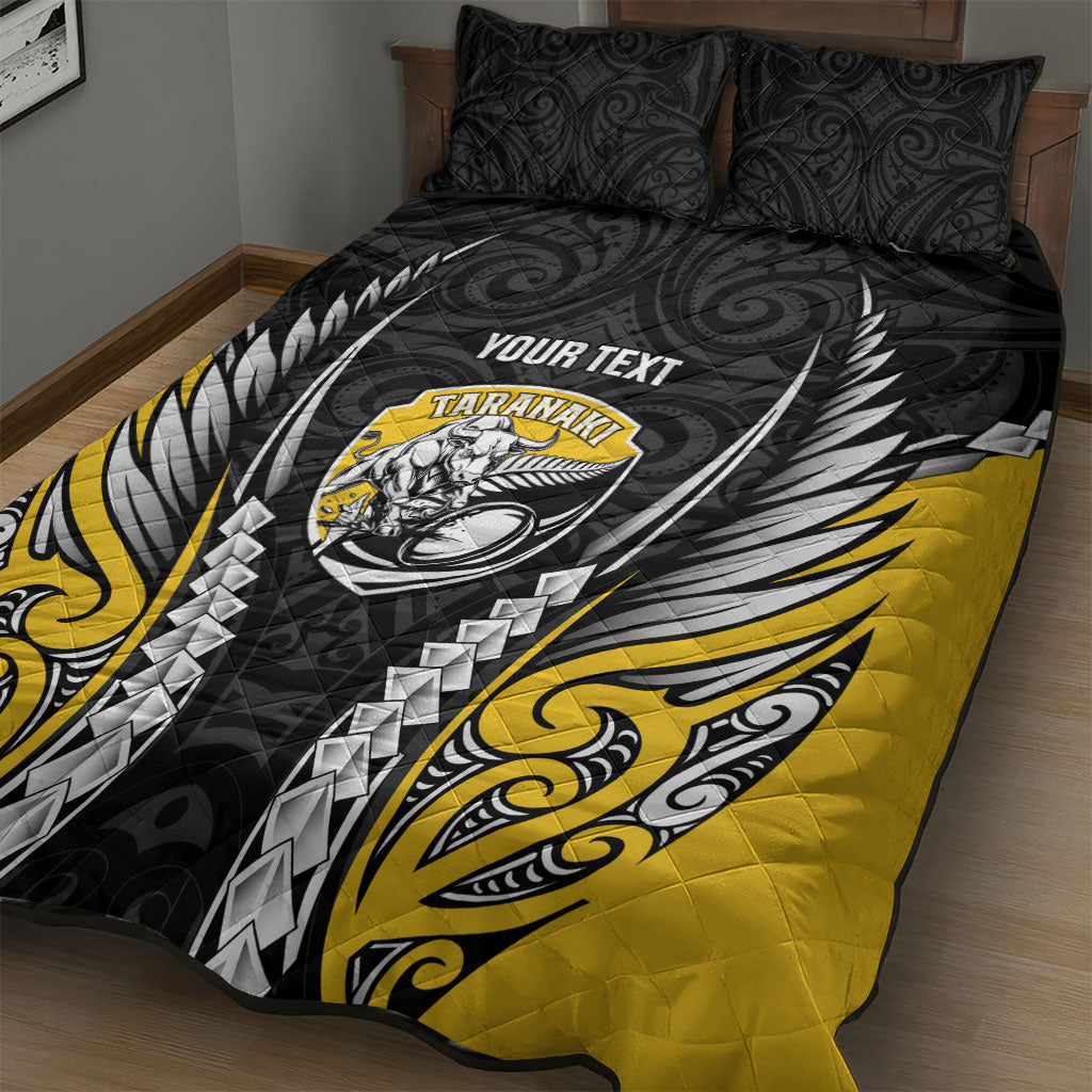 Taranaki 2026 Rugby Custom Quilt Bed Set NZ Maori Silver Fern LT14 - Polynesian Pride