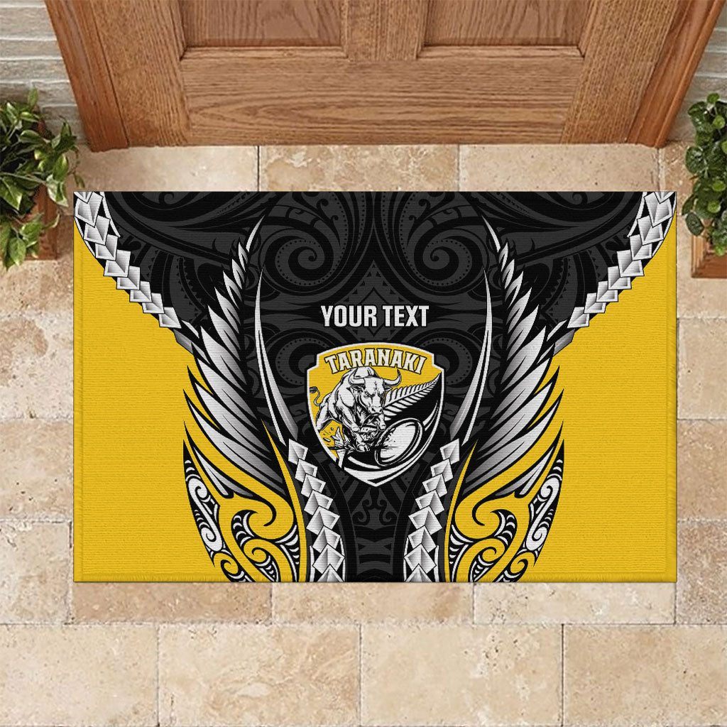 Taranaki 2026 Rugby Custom Rubber Doormat NZ Maori Silver Fern LT14 Black - Polynesian Pride