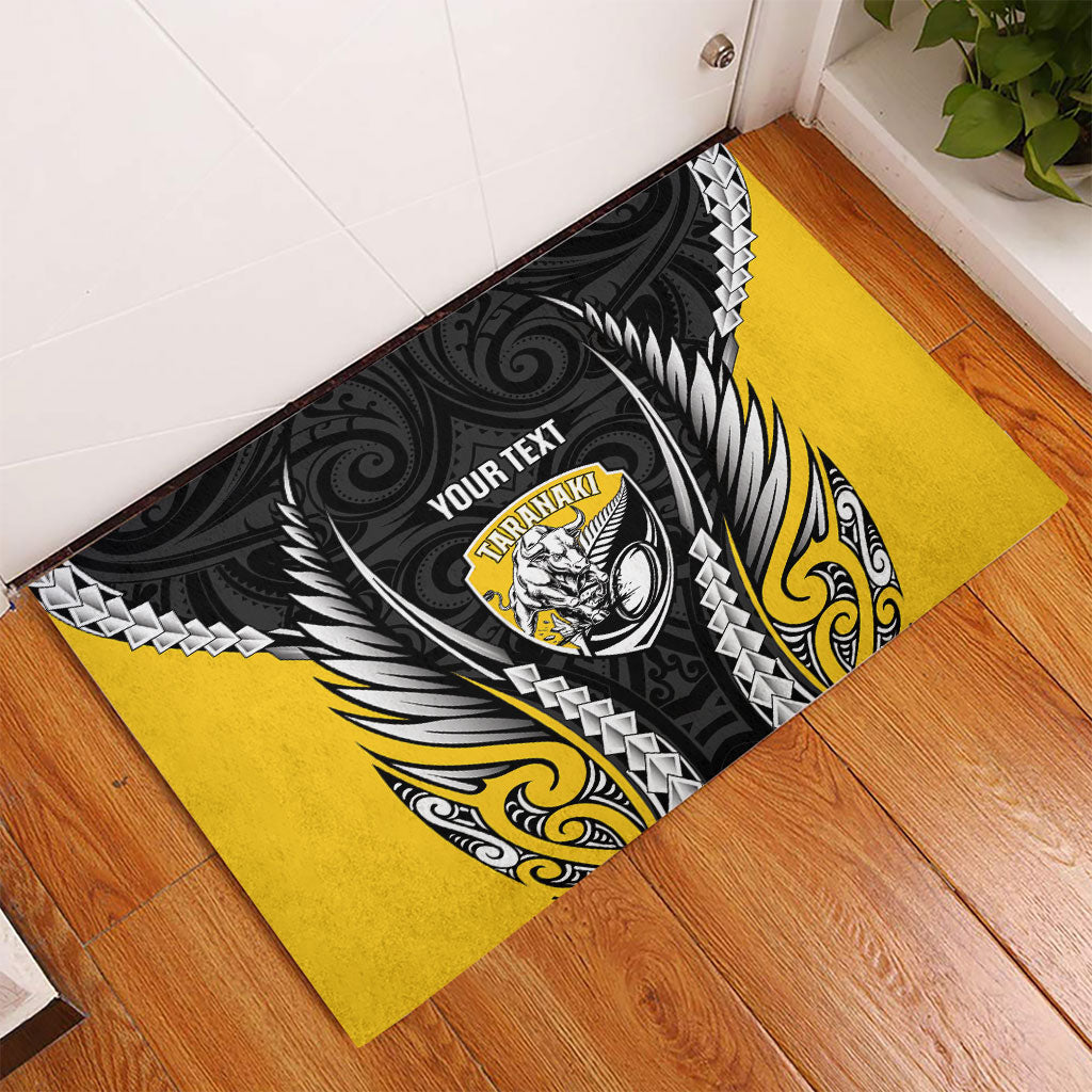 Taranaki 2026 Rugby Custom Rubber Doormat NZ Maori Silver Fern LT14 - Polynesian Pride