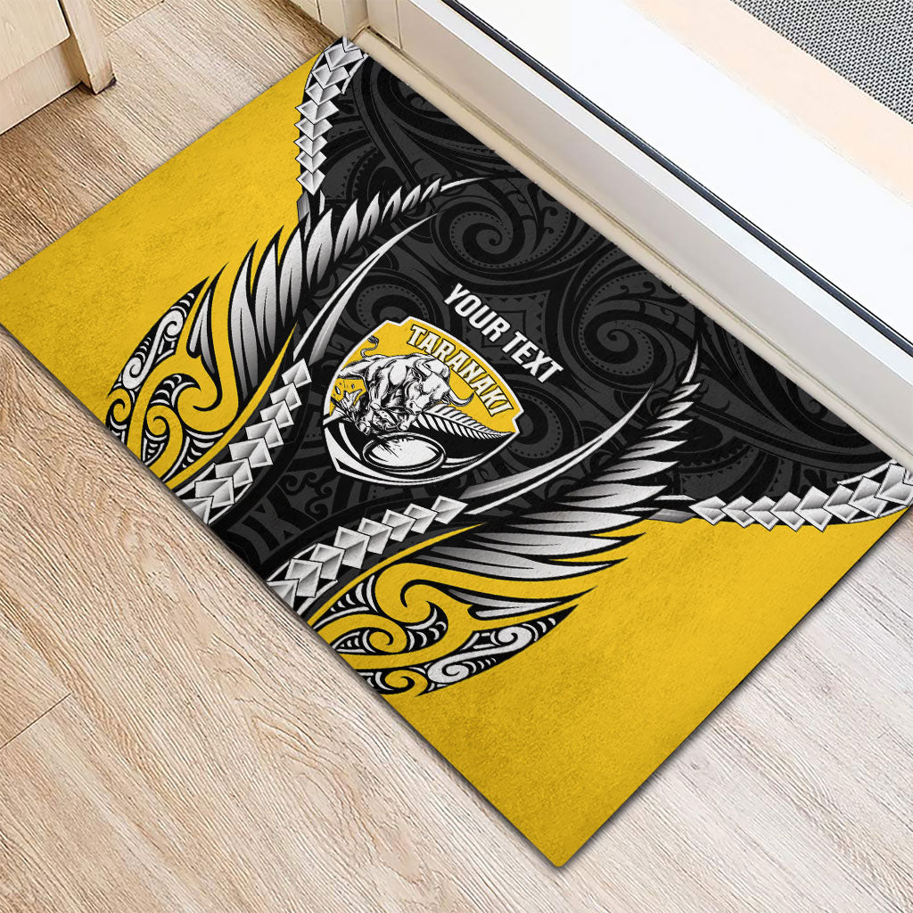 Taranaki 2026 Rugby Custom Rubber Doormat NZ Maori Silver Fern LT14 - Polynesian Pride