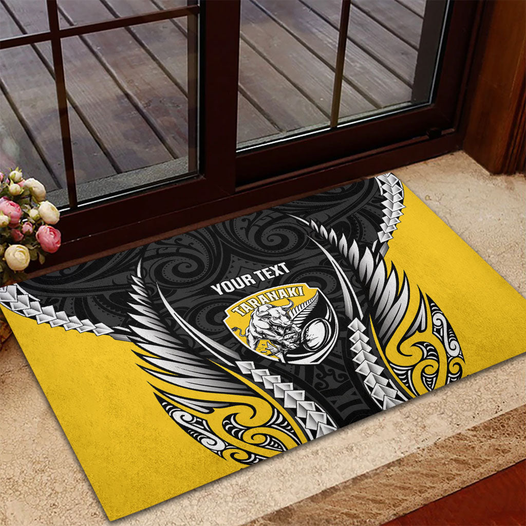 Taranaki 2026 Rugby Custom Rubber Doormat NZ Maori Silver Fern LT14 - Polynesian Pride