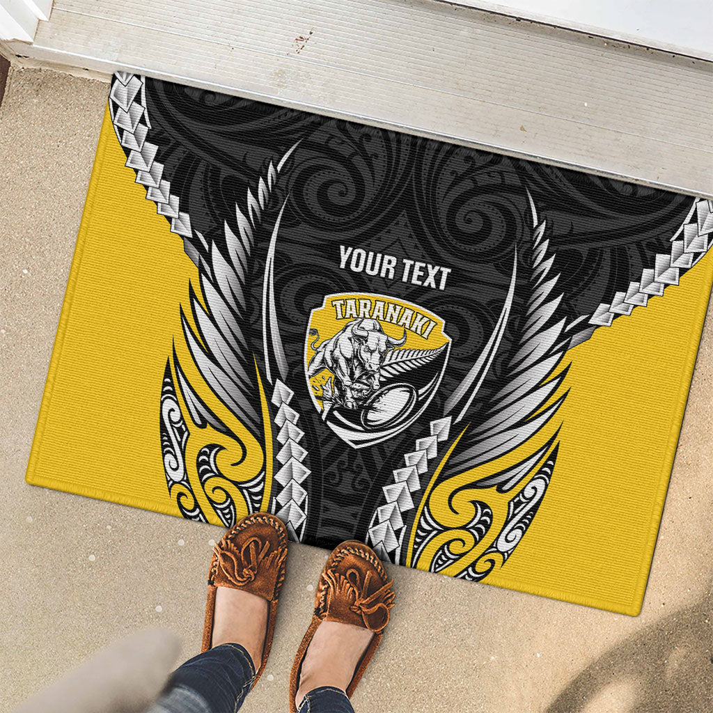 Taranaki 2026 Rugby Custom Rubber Doormat NZ Maori Silver Fern LT14 - Polynesian Pride