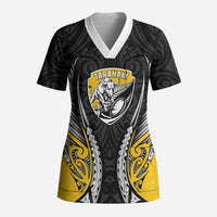 Taranaki 2026 Rugby Custom Scrub Top NZ Maori Silver Fern LT14 Adult Black - Polynesian Pride