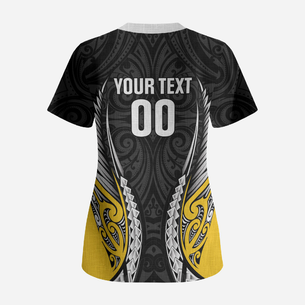 Taranaki 2026 Rugby Custom Scrub Top NZ Maori Silver Fern LT14 - Polynesian Pride