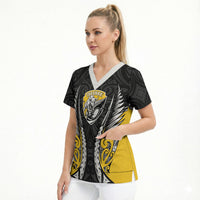 Taranaki 2026 Rugby Custom Scrub Top NZ Maori Silver Fern LT14 - Polynesian Pride