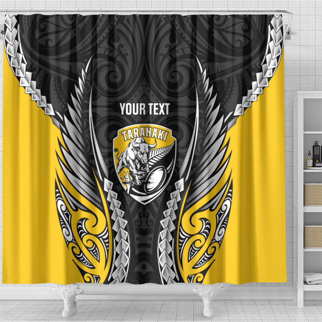 Taranaki 2026 Rugby Custom Shower Curtain NZ Maori Silver Fern LT14 - Polynesian Pride