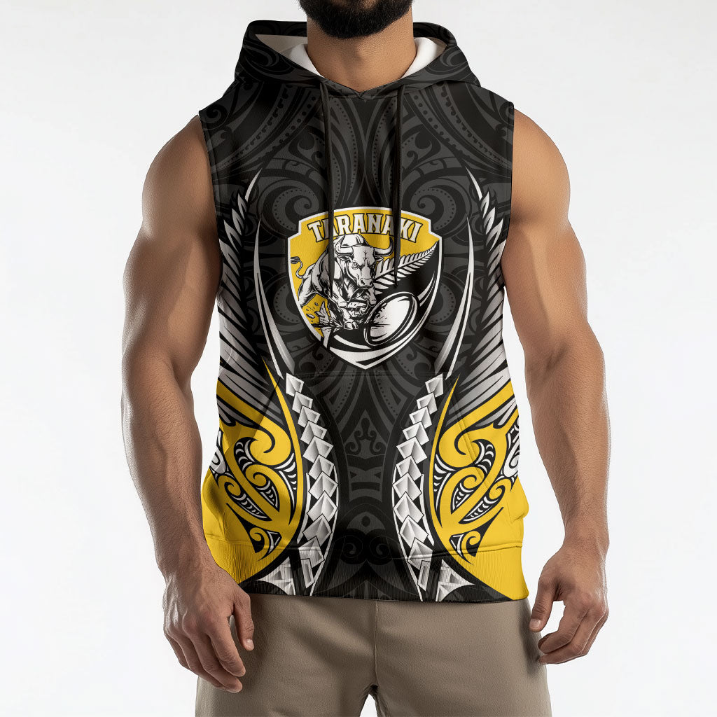 Taranaki 2026 Rugby Custom Sleeveless Hoodie NZ Maori Silver Fern LT14 - Polynesian Pride