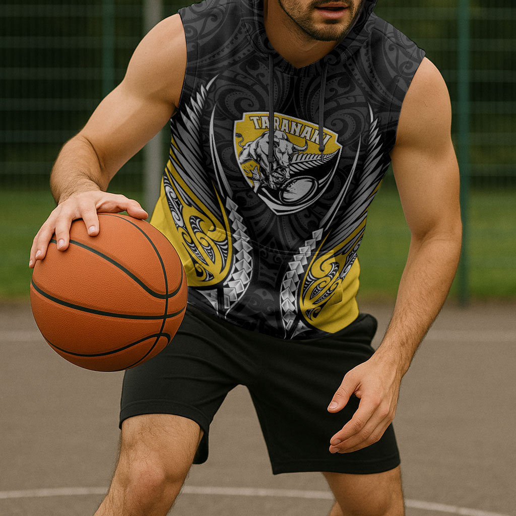 Taranaki 2026 Rugby Custom Sleeveless Hoodie NZ Maori Silver Fern LT14 - Polynesian Pride