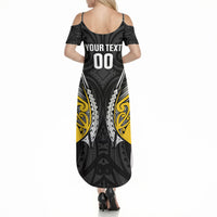 Taranaki 2026 Rugby Custom Summer Maxi Dress NZ Maori Silver Fern LT14 - Polynesian Pride