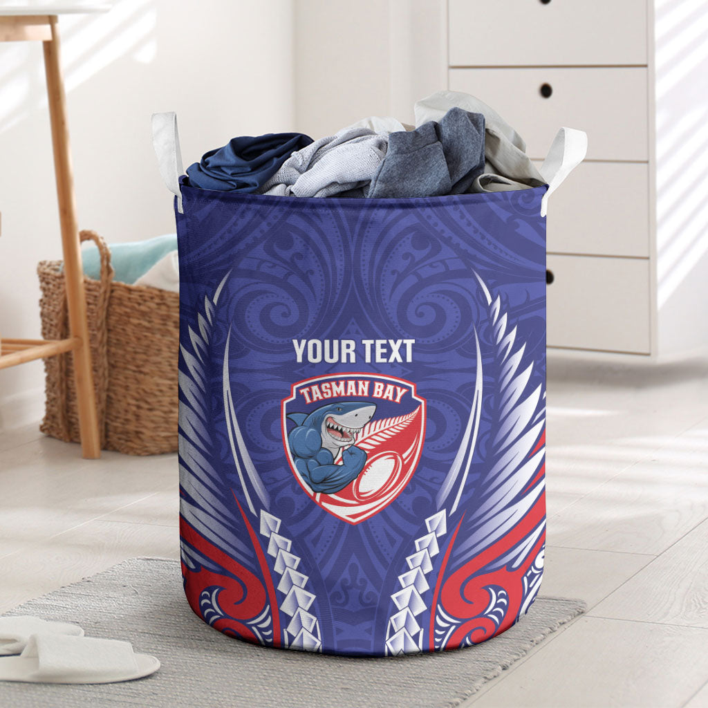 Tasman Bay 2026 Rugby Custom Laundry Basket NZ Maori Silver Fern LT14 Blue - Polynesian Pride