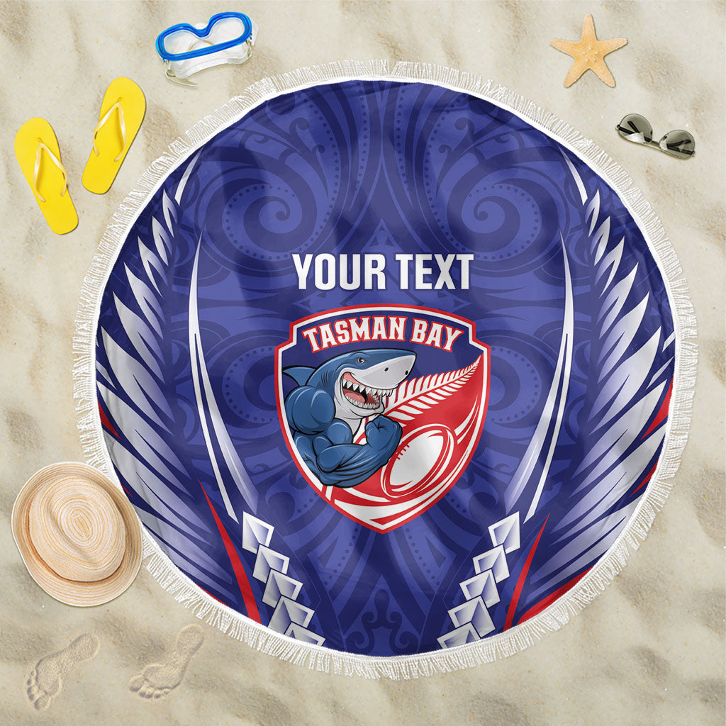 Tasman Bay 2026 Rugby Custom Beach Blanket NZ Maori Silver Fern LT14 One Size 150cm Blue - Polynesian Pride