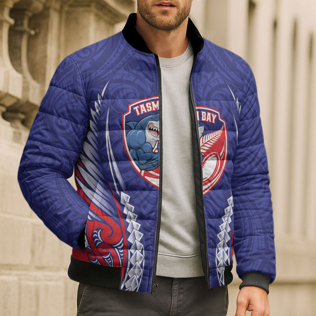 Tasman Bay 2026 Rugby Custom Bomber Puffer Jacket NZ Maori Silver Fern LT14 - Polynesian Pride