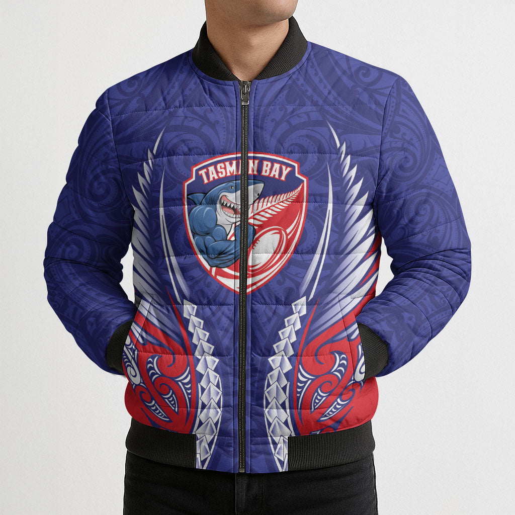 Tasman Bay 2026 Rugby Custom Bomber Puffer Jacket NZ Maori Silver Fern LT14 - Polynesian Pride