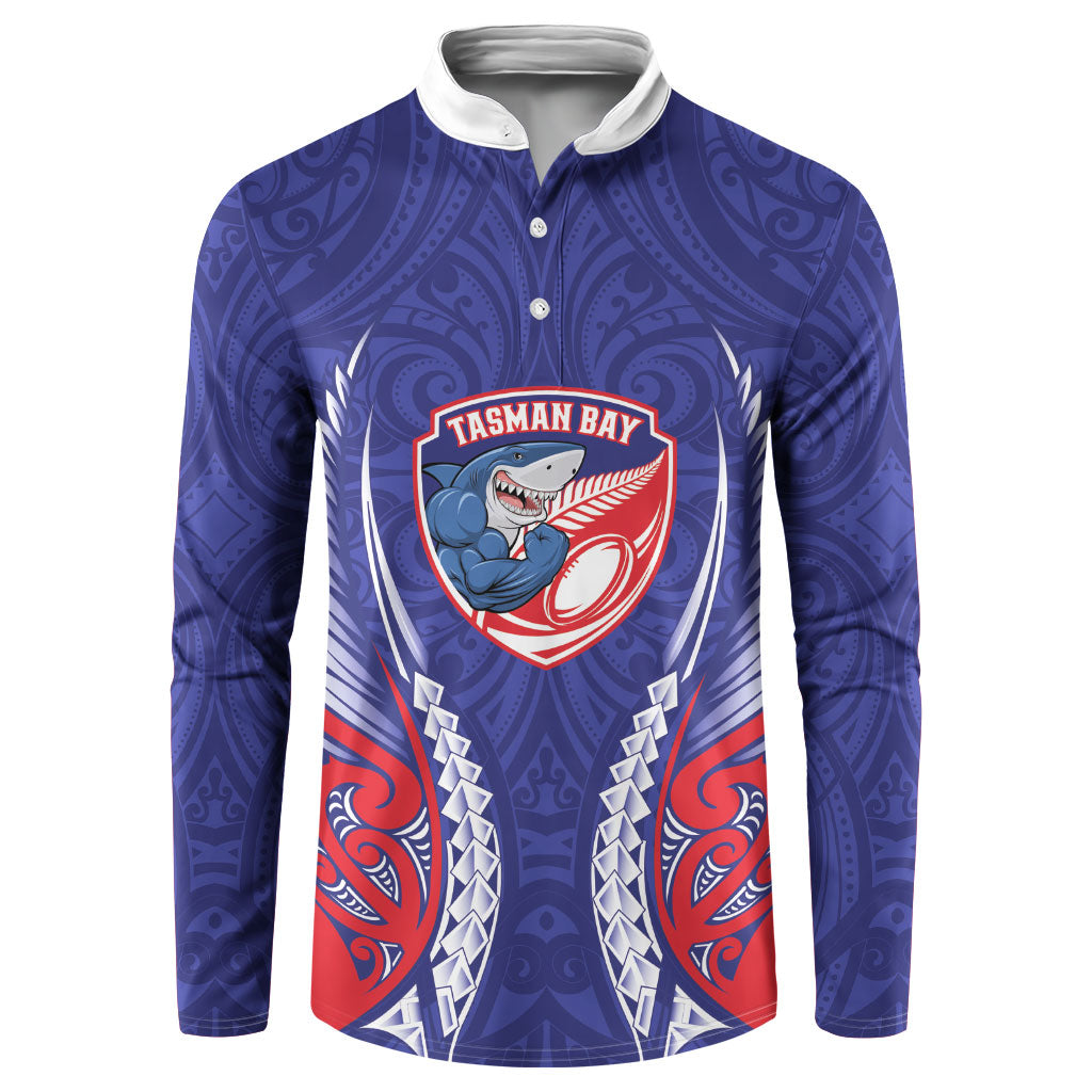 Tasman Bay 2026 Rugby Custom Button Sweatshirt NZ Maori Silver Fern LT14 Blue - Polynesian Pride