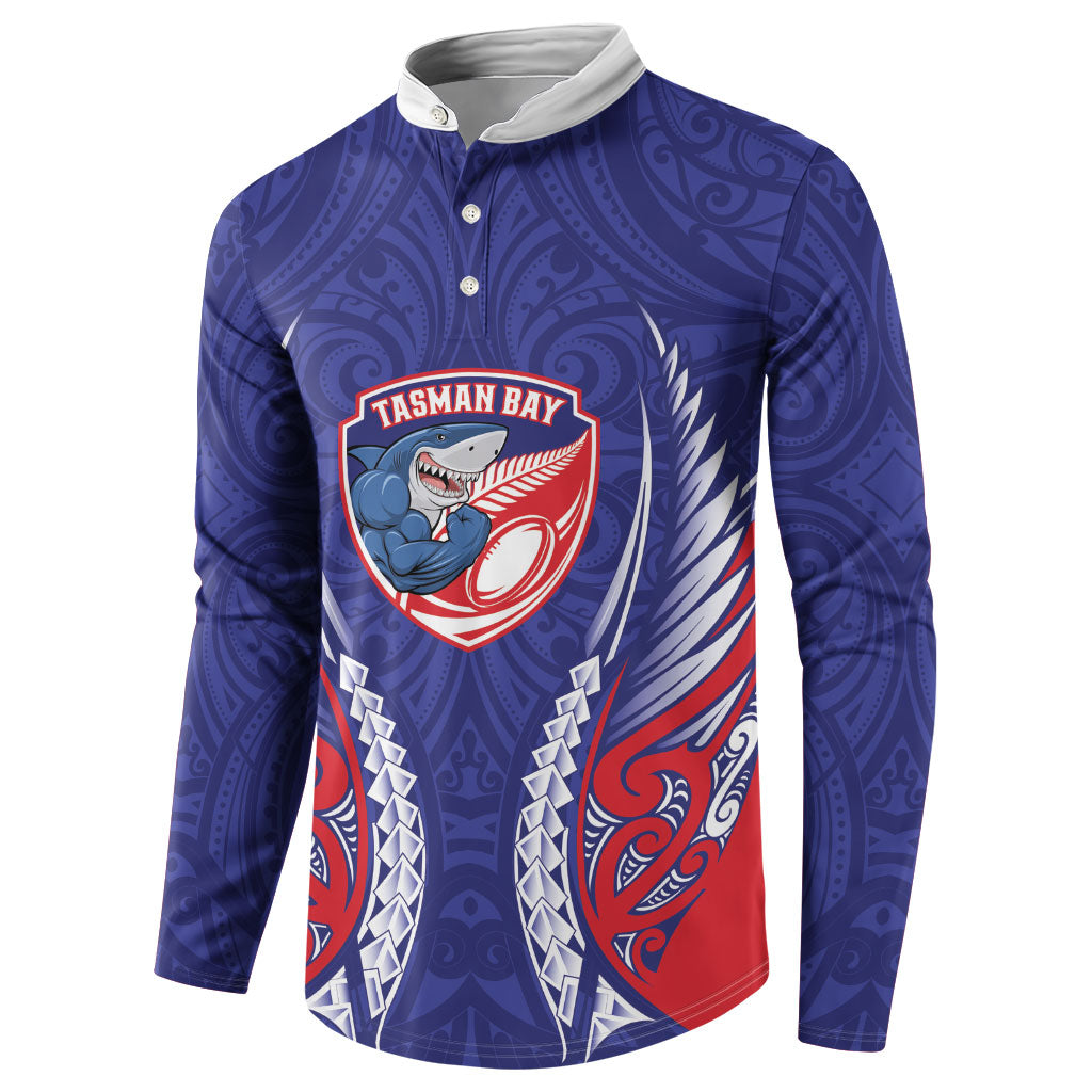 Tasman Bay 2026 Rugby Custom Button Sweatshirt NZ Maori Silver Fern LT14 - Polynesian Pride