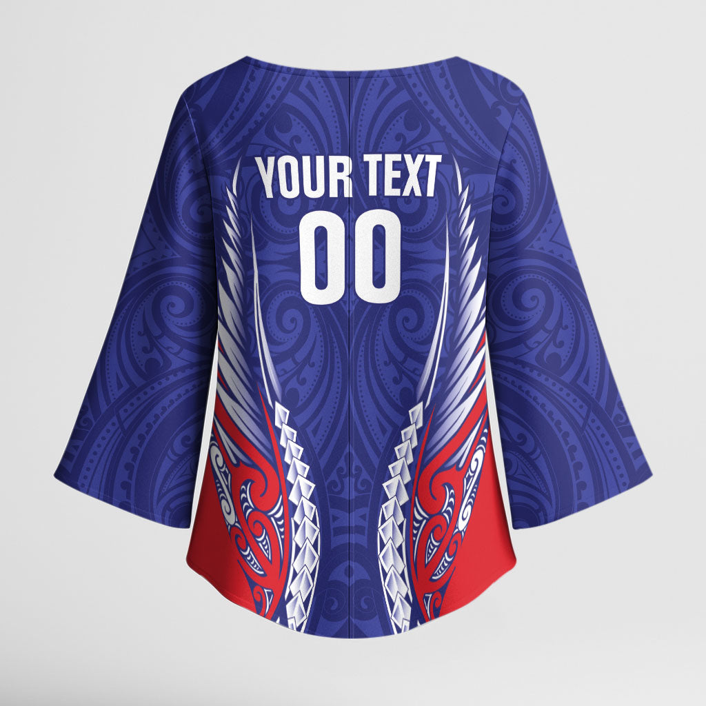 Tasman Bay 2026 Rugby Custom Kimono Sleeve Blouse NZ Maori Silver Fern LT14 - Polynesian Pride