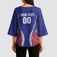 Tasman Bay 2026 Rugby Custom Kimono Sleeve Blouse NZ Maori Silver Fern LT14 - Polynesian Pride