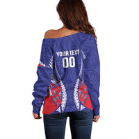 Tasman Bay 2026 Rugby Custom Off Shoulder Sweater NZ Maori Silver Fern LT14 - Polynesian Pride