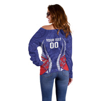Tasman Bay 2026 Rugby Custom Off Shoulder Sweater NZ Maori Silver Fern LT14 - Polynesian Pride
