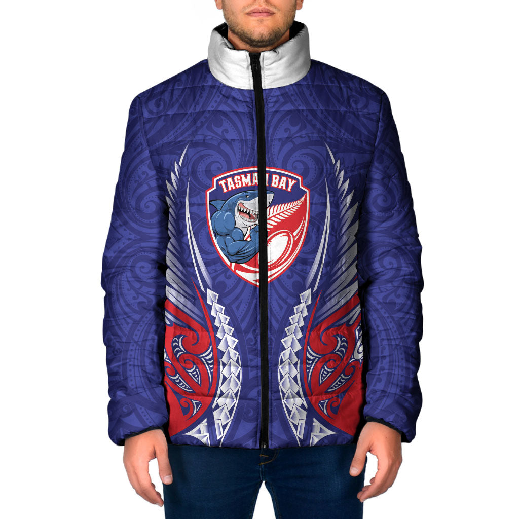 Tasman Bay 2026 Rugby Custom Padded Jacket NZ Maori Silver Fern LT14 Men Blue - Polynesian Pride