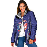 Tasman Bay 2026 Rugby Custom Padded Jacket NZ Maori Silver Fern LT14 Women Blue - Polynesian Pride