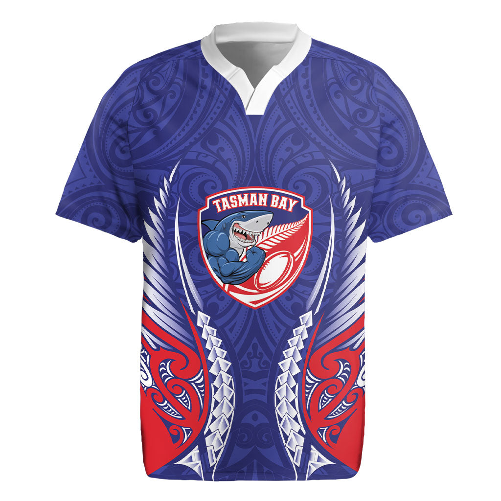 Tasman Bay 2026 Rugby Custom Rugby Jersey NZ Maori Silver Fern LT14 Blue - Polynesian Pride