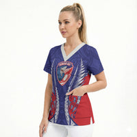 Tasman Bay 2026 Rugby Custom Scrub Top NZ Maori Silver Fern LT14 - Polynesian Pride