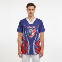 Tasman Bay 2026 Rugby Custom Scrub Top NZ Maori Silver Fern LT14 - Polynesian Pride