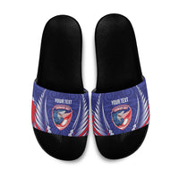 Tasman Bay 2026 Rugby Custom Slide Sandals NZ Maori Silver Fern LT14 Blue - Polynesian Pride