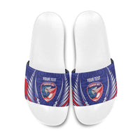 Tasman Bay 2026 Rugby Custom Slide Sandals NZ Maori Silver Fern LT14 Blue - Polynesian Pride