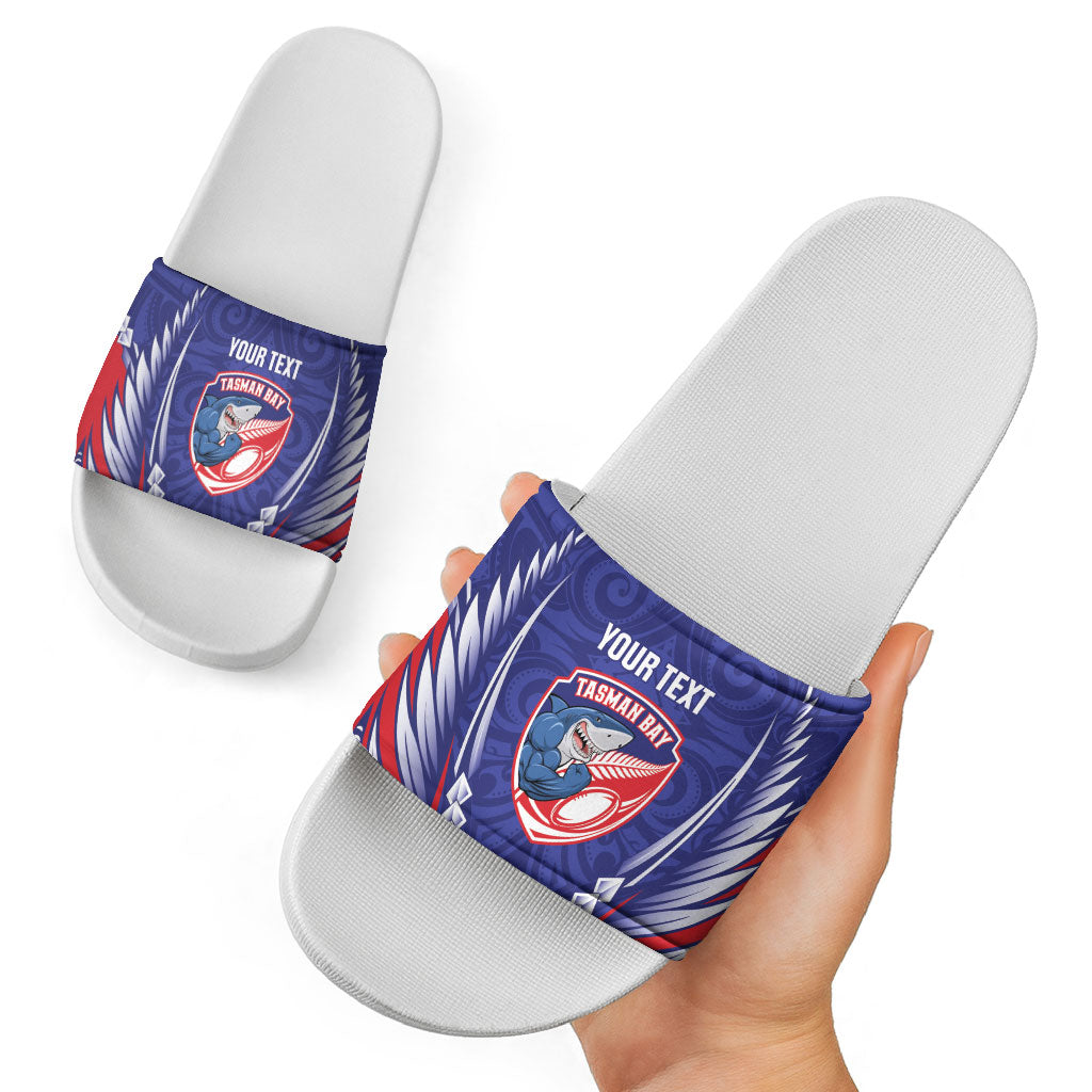 Tasman Bay 2026 Rugby Custom Slide Sandals NZ Maori Silver Fern LT14 - Polynesian Pride