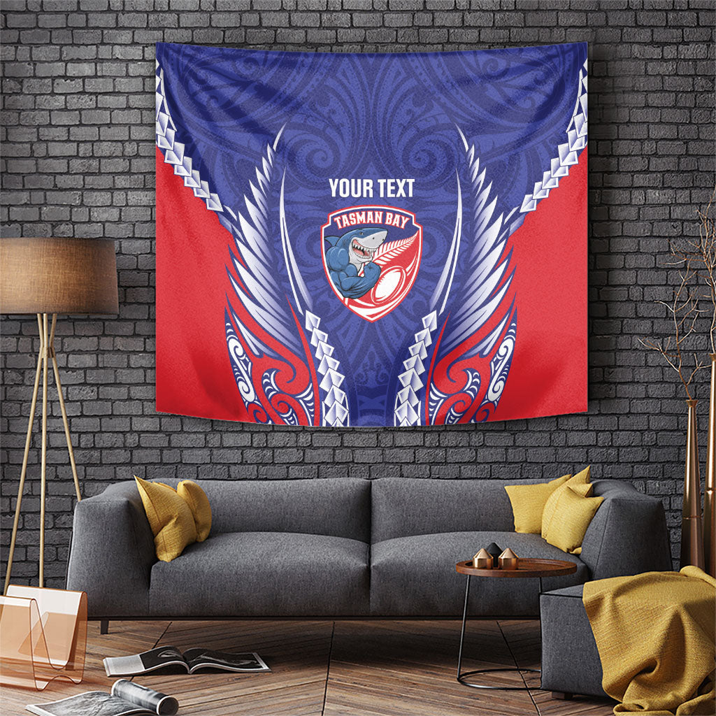 Tasman Bay 2026 Rugby Custom Tapestry NZ Maori Silver Fern LT14 Blue - Polynesian Pride