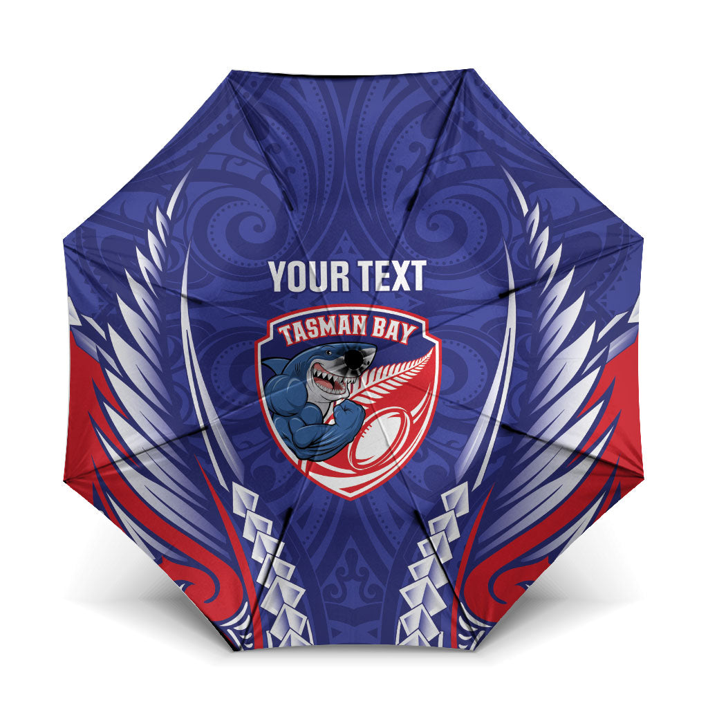 Tasman Bay 2026 Rugby Custom Umbrella NZ Maori Silver Fern LT14 One Size Folded 11.42 inch Opened Diameter 37.4 inch Blue - Polynesian Pride