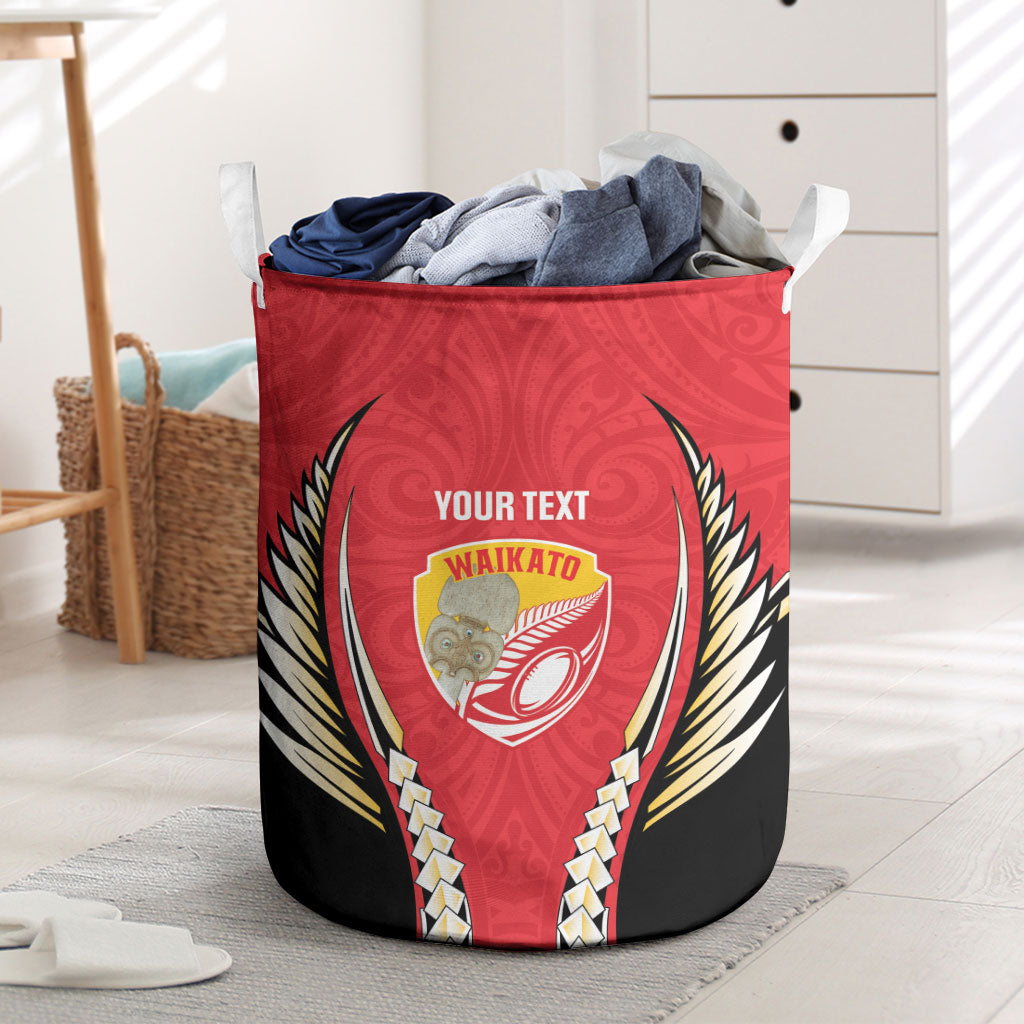 Waikato 2026 Rugby Custom Laundry Basket NZ Maori Silver Fern LT14 Red - Polynesian Pride