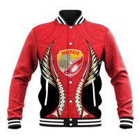 Waikato 2026 Rugby Custom Baseball Jacket NZ Maori Silver Fern LT14 Unisex Red - Polynesian Pride