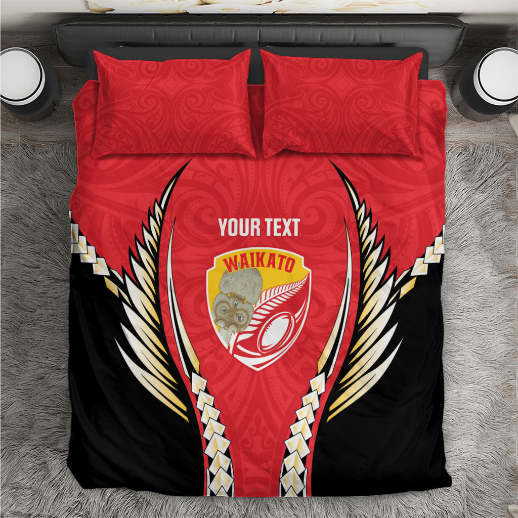 Waikato 2026 Rugby Custom Bedding Set NZ Maori Silver Fern LT14 Red - Polynesian Pride