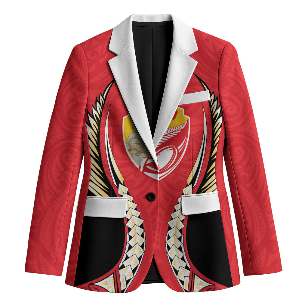 Waikato 2026 Rugby Custom Blazer NZ Maori Silver Fern LT14 Unisex Red - Polynesian Pride