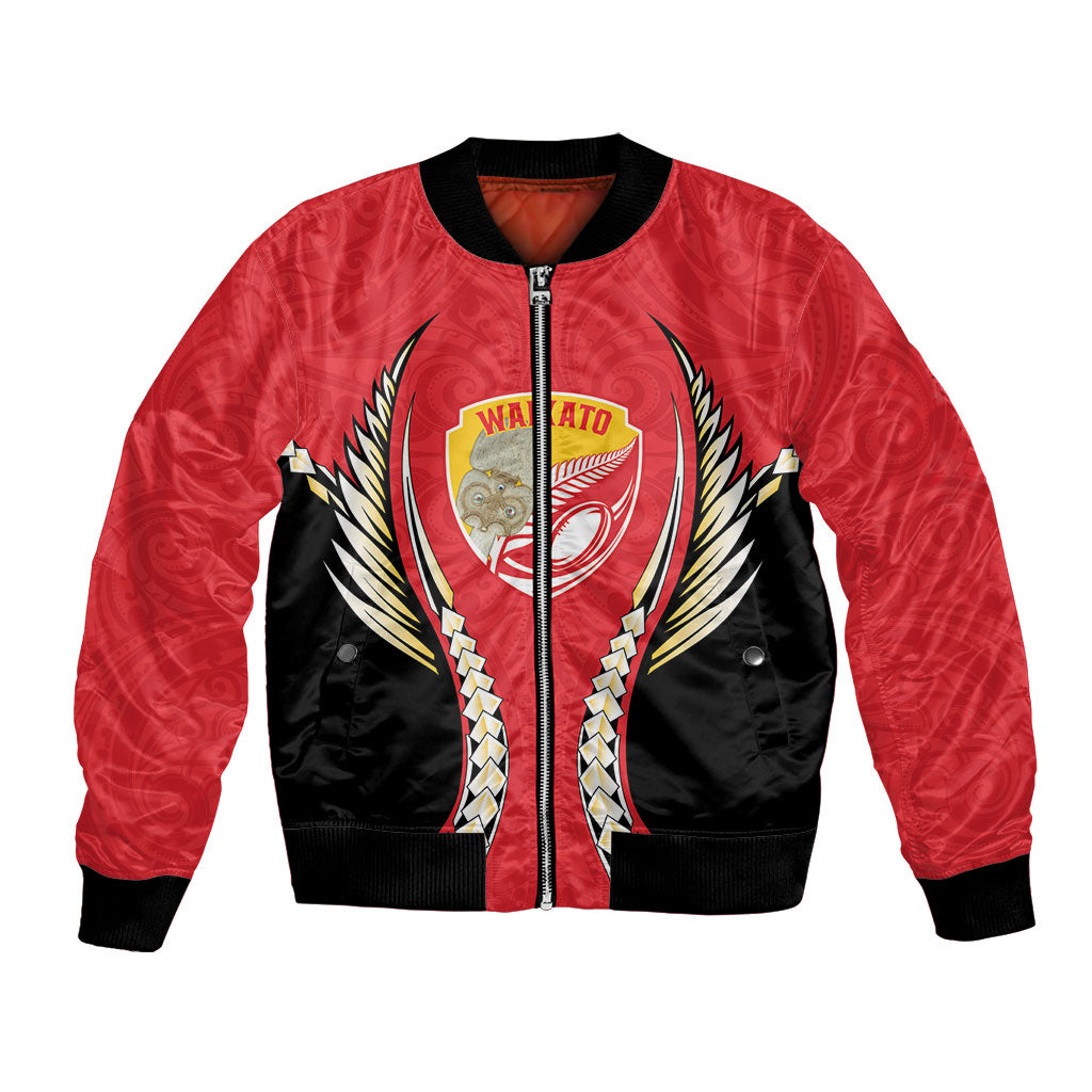 Waikato 2026 Rugby Custom Bomber Jacket NZ Maori Silver Fern LT14 Unisex Red - Polynesian Pride