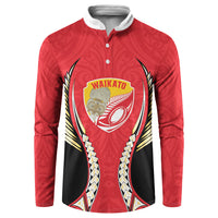 Waikato 2026 Rugby Custom Button Sweatshirt NZ Maori Silver Fern LT14 Red - Polynesian Pride