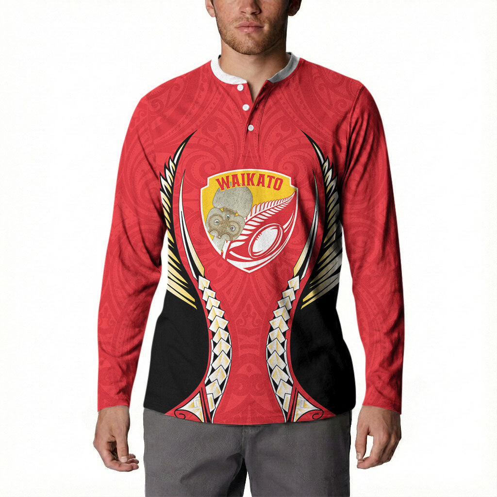 Waikato 2026 Rugby Custom Button Sweatshirt NZ Maori Silver Fern LT14 - Polynesian Pride