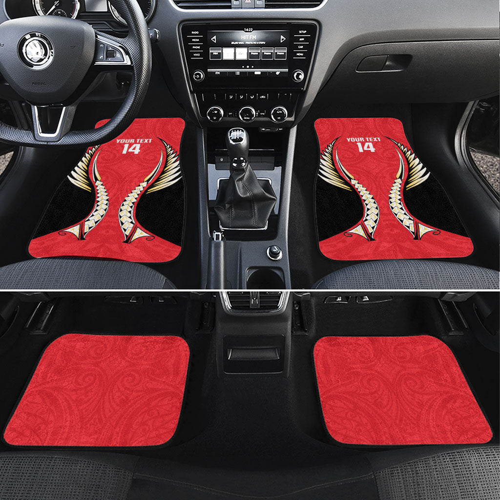 Waikato 2026 Rugby Custom Car Mats NZ Maori Silver Fern LT14 Set 4pcs Red - Polynesian Pride