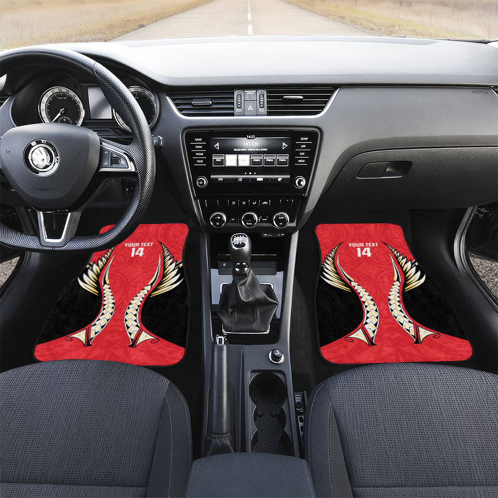 Waikato 2026 Rugby Custom Car Mats NZ Maori Silver Fern LT14 Set 2pcs - Front Red - Polynesian Pride
